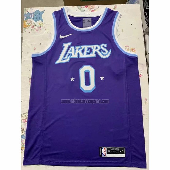 Camiseta Los Angeles Lakers Russell Westbrook NO 0 Ciudad 2021-22 Violeta